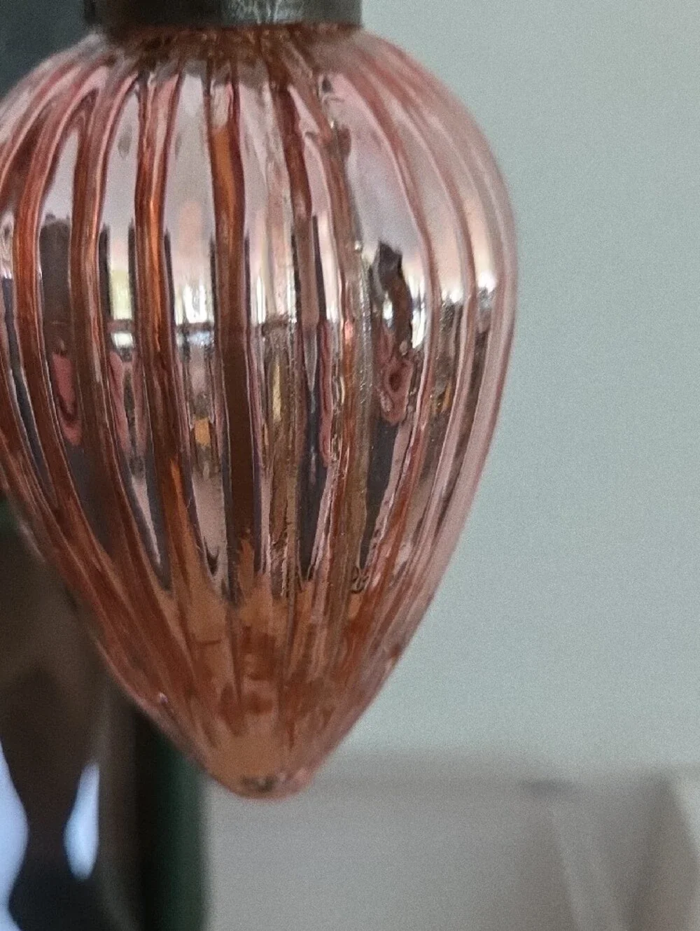 Balsam & Fir Glass Bronze Ribbed Teardrop Holiday Ornaments - Set of 6